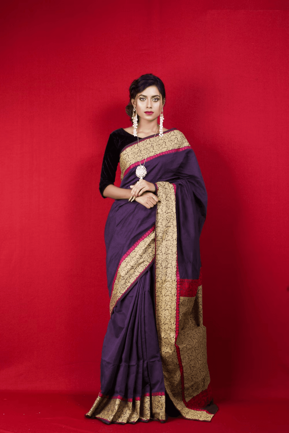 Banarasi Saree For Women Maroon Silk Woven Sudathi - Pure Handloom Banarasi Silk Saree (Silk Mark India Authenticated)